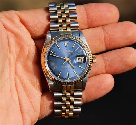 gold rolex blue dial|rolex vintage blue dial.